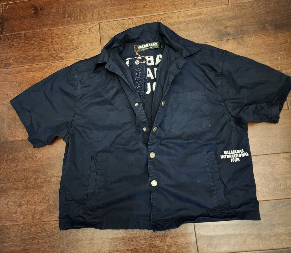 VALABASAS International Tour Short Sleeve Button Down Shirt Mens Small S Black